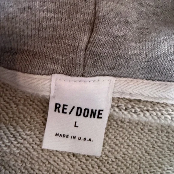 Re/Done Men's Light Gray Crewneck Hoodie - Picture 5 of 5